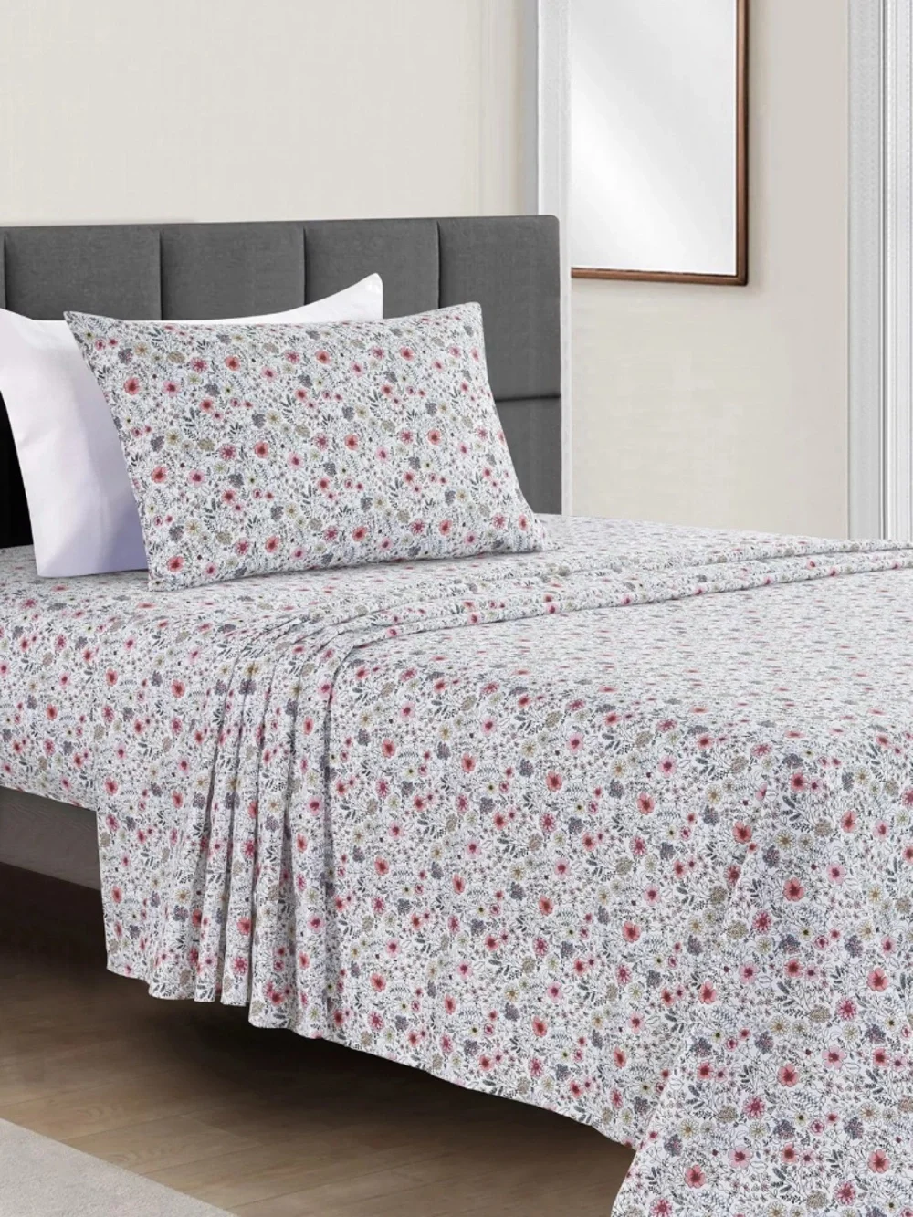 Sunham Microfiber Printed 3-Pc.Sheet Set, Twin Sketch Floral 734737733381